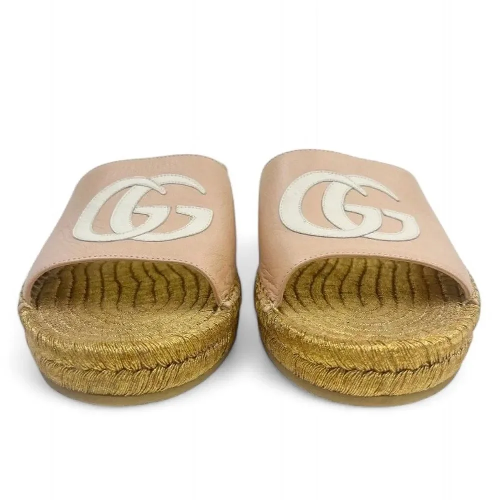 GUCCI Pink GG Logo Woven Open Toe Slide Sandals Size EU38.5 - Picture 9 of 15